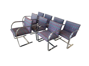 1980s Chrome Chairs Attributed to Ludwig Mies Van Der Rohe - a Set of 8