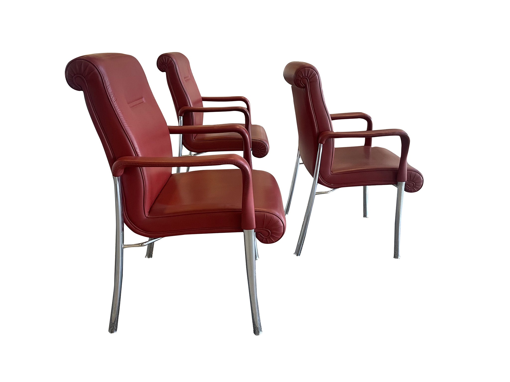 Three Oxblood Red or Office Chairs Poltrona Frau - Cafiero Select Home