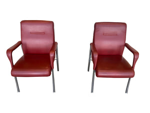 Three Oxblood Red Leather Dining or Office Chairs by Poltrona Frau