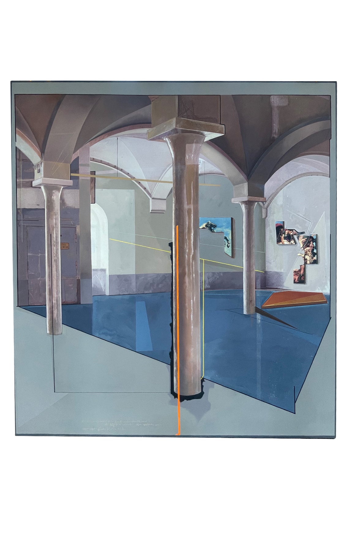 “Installazione Rotazione a Destre”, Surrealist Painting by Andrea Vizzini - ON HOLD